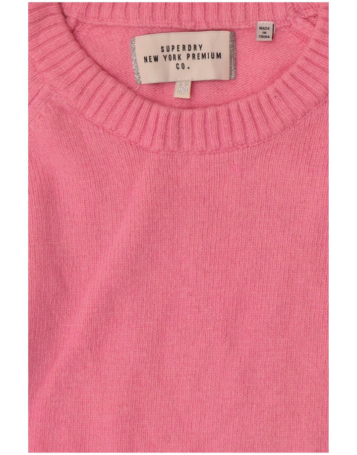 Superdry sweater med rund hals til kvinder UK 14 Medium Pink