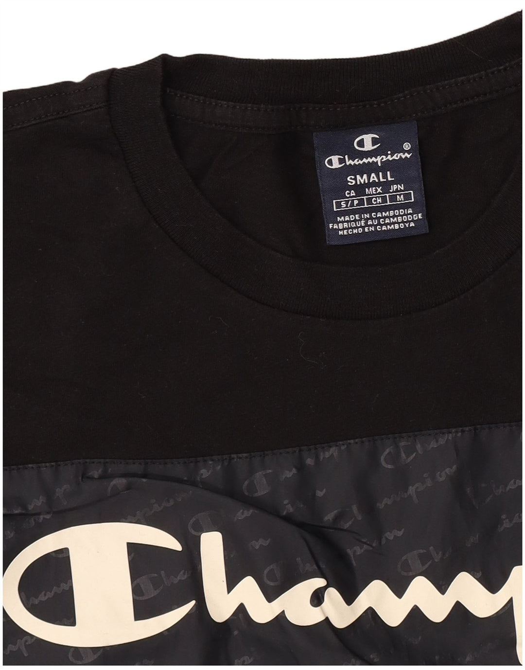 Champion Herre Grafisk T-Shirt Top Lille Sort Colourblock