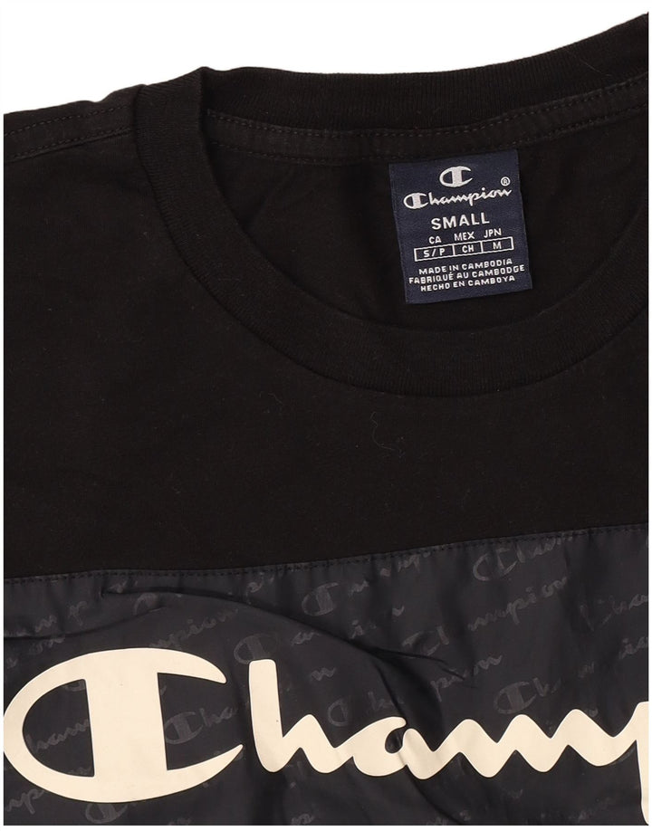 Champion Herre Grafisk T-Shirt Top Lille Sort Colourblock