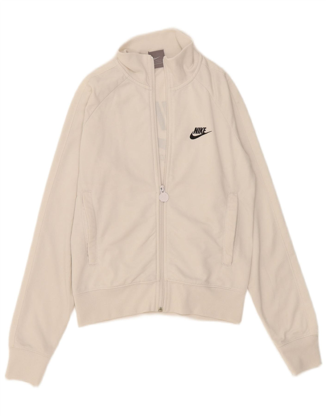 NIKE Womens Graphic Tracksuit Top Jacket UK 8/10 Small White