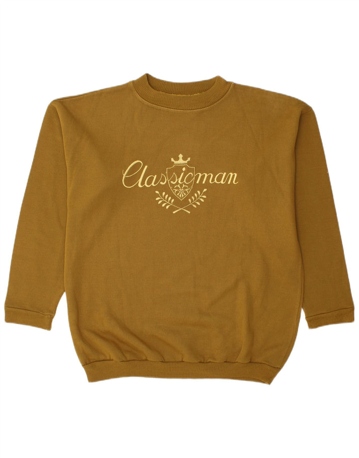 VINTAGE Mens Graphic Sweatshirt Jumper Large Brown