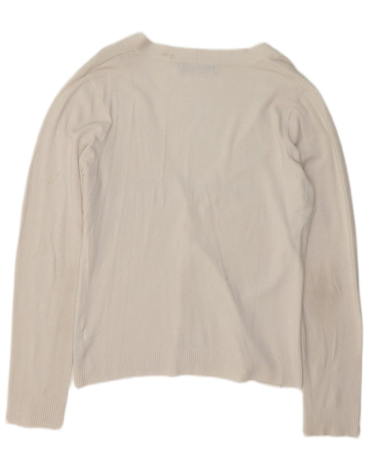 Zara Dame Cardigan Sweater UK 16 Large White Rayon