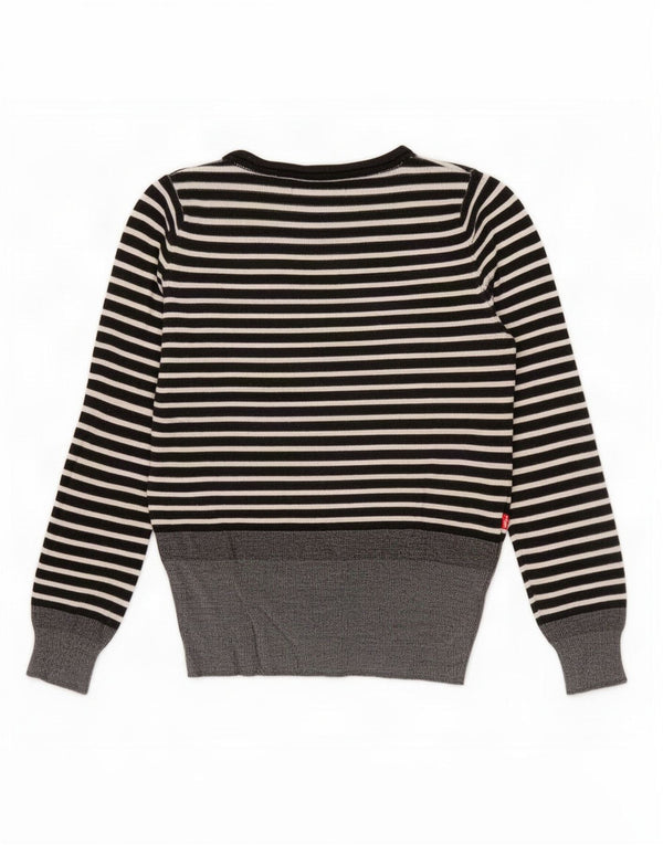 Levi's Dame V-hals sweater UK 16 Stor sort stribet