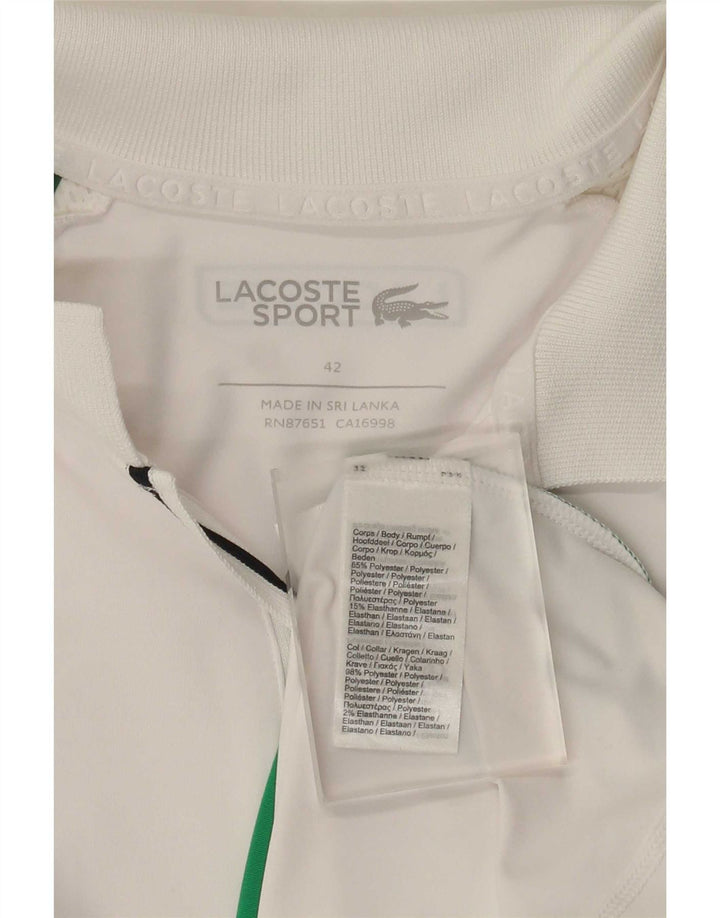 Lacoste Dame Polo Shirt Str. 42 Large White Colourblock Polyester