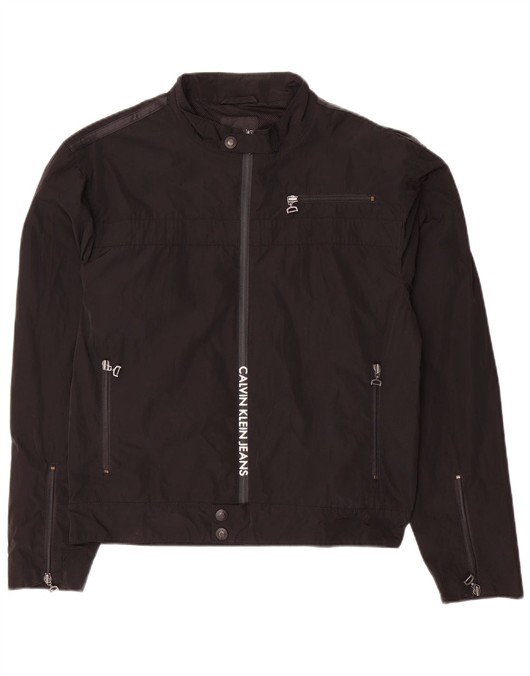 CALVIN KLEIN JEANS Kvinder Utility Jacket UK 14 Medium Sort Polyester