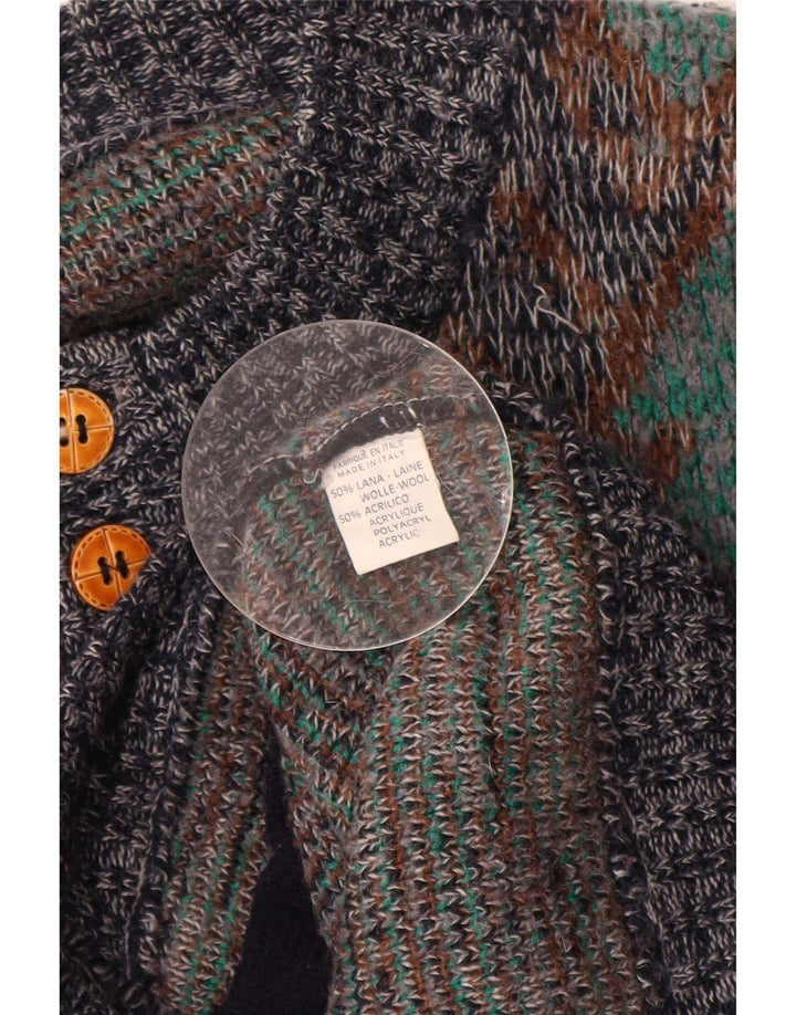 Vintage herre cardigan sweater Medium Flerfarvet Argyle/Diamond Wool