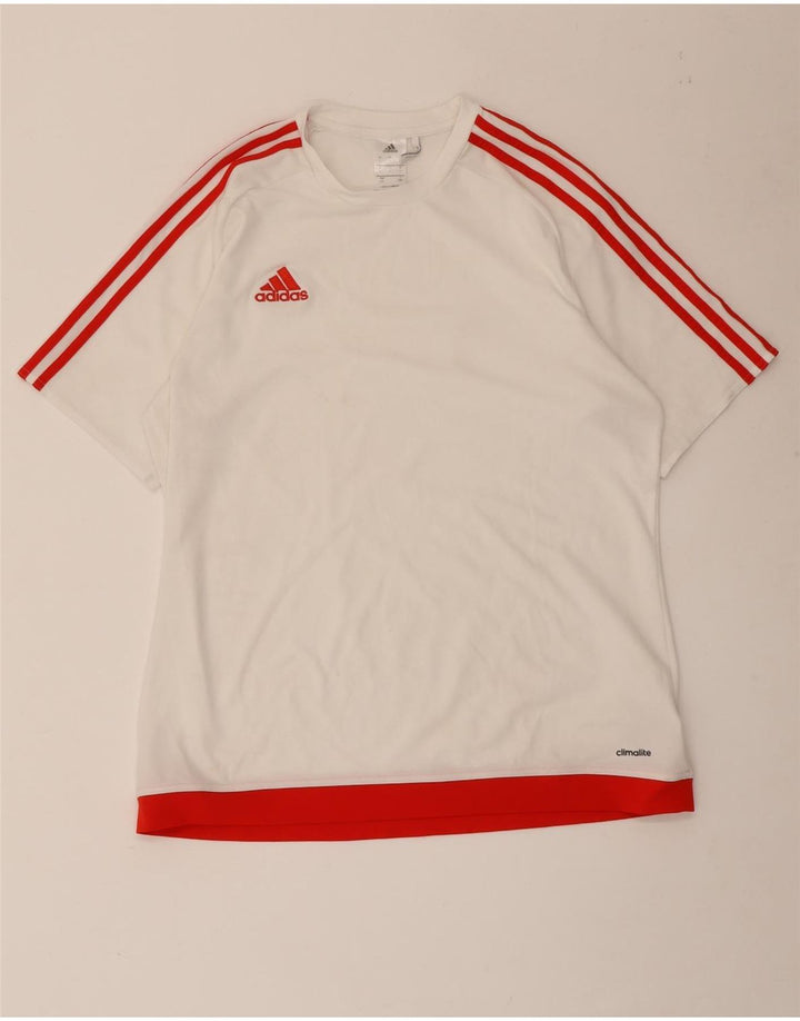 Adidas Herre Climalite T-Shirt Top Stor Hvid Colourblock Polyester