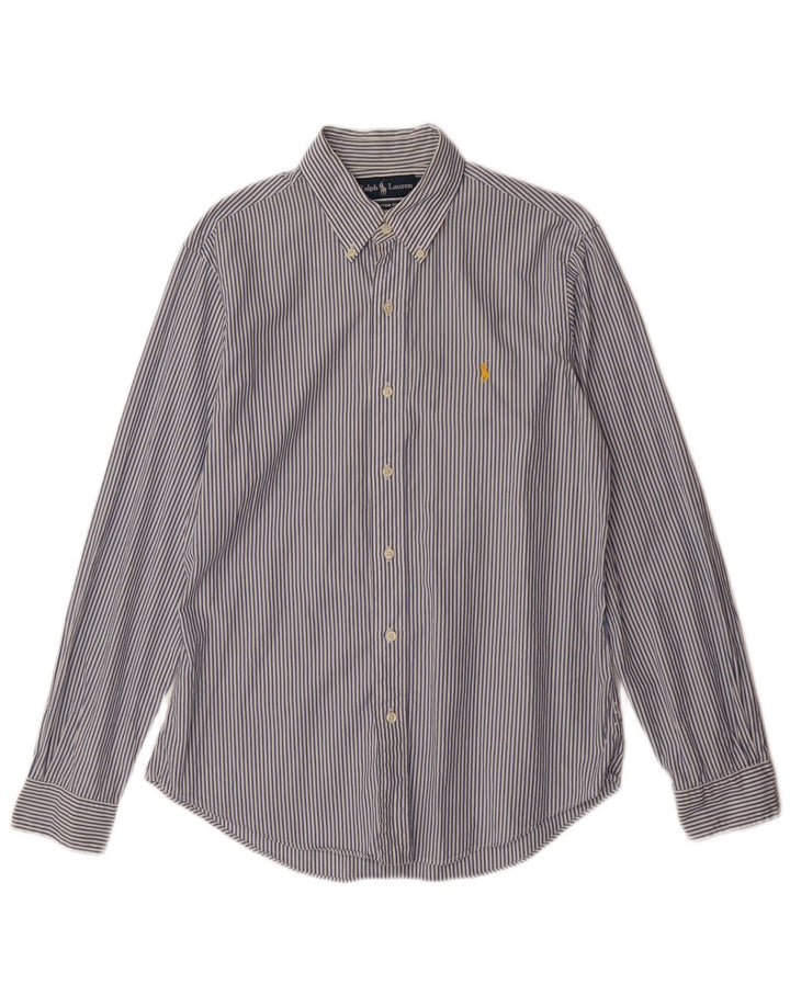 RALPH LAUREN Herre Custom Fit skjorte mellemblå stribet bomuld