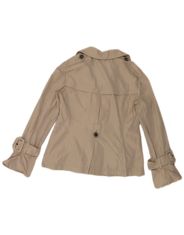 Marella Kvinder Kort Trench Coat UK 14 Stor Beige Polyester