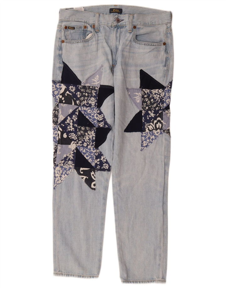 POLO RALPH LAUREN Lige jeans til kvinder W26 L26 Blå Patchwork Bomuld
