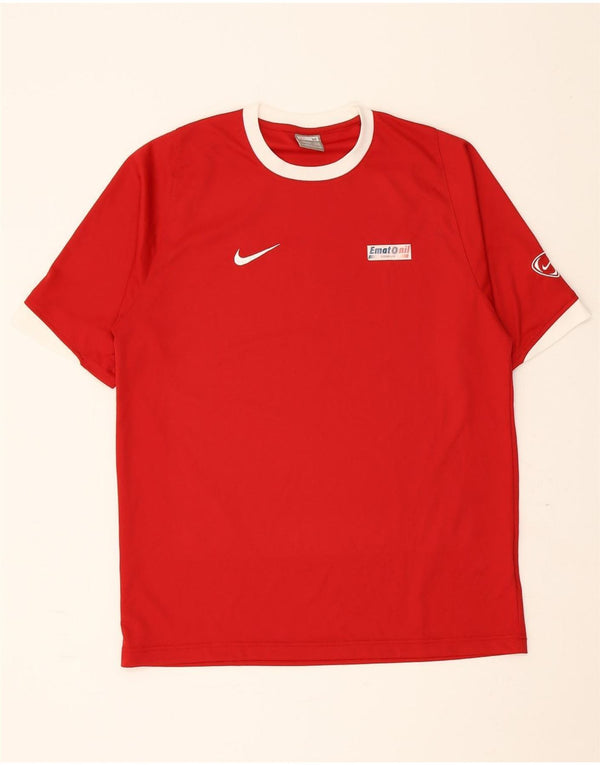 NIKE T-shirt top til mænd UK 39/41 Medium Rød Colourblock Polyester
