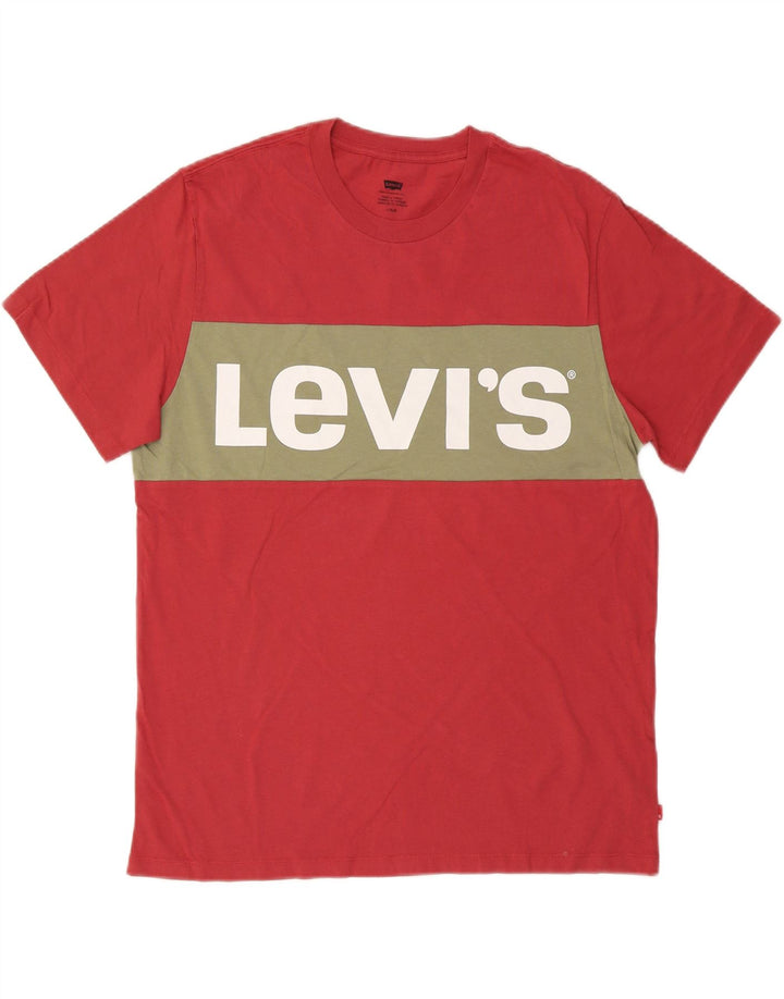 LEVI'S Herre grafisk T-shirt Top Stor rød farveblok
