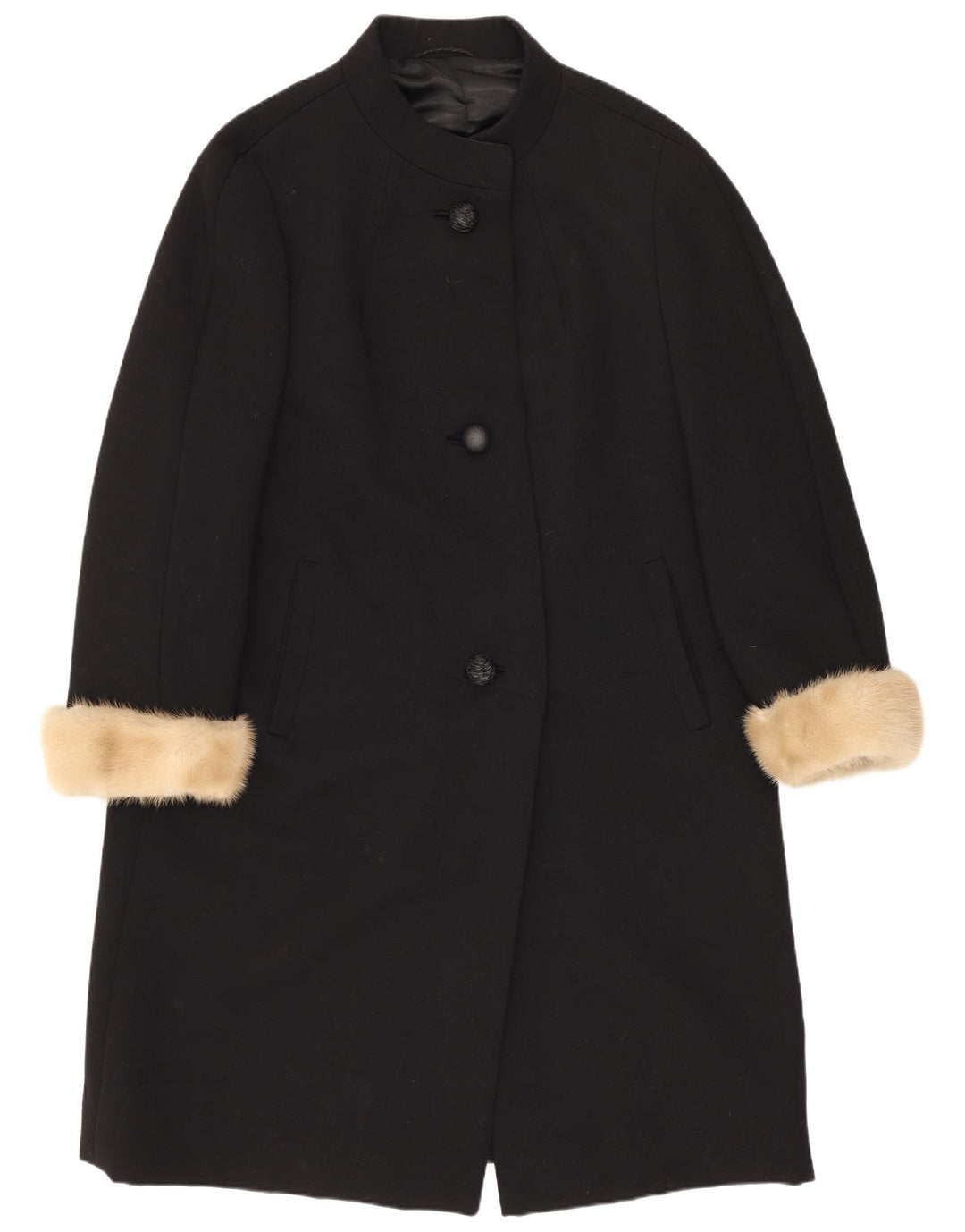Louisoder Dame Overfrakke UK 12 Medium Sort Ny Uld