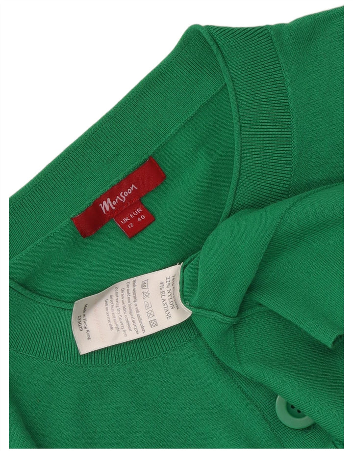 Monsoon Womens Crop Cardigan Sweater UK 12 Medium Green Bomuld