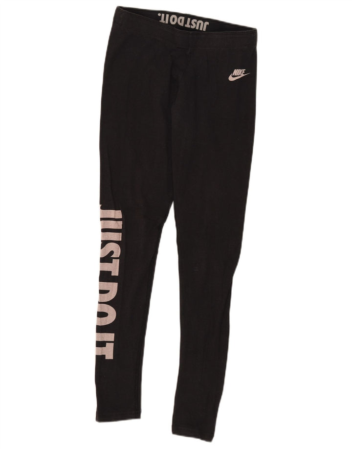 Nike Dame Grafiske Leggings UK 10 Small Black Bomuld