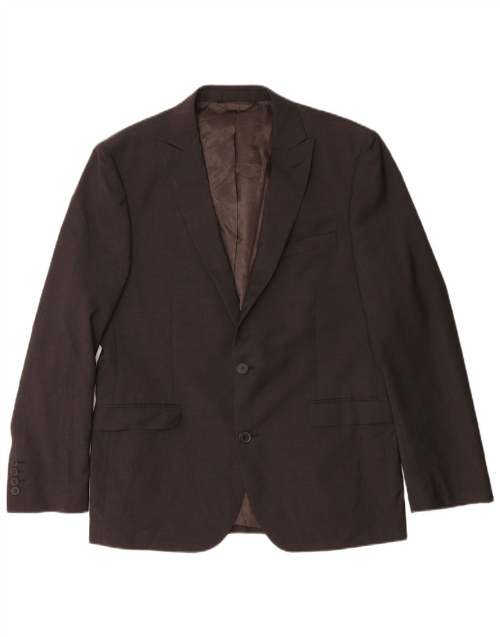 Dkny Herre Slim Fit 2 Knaps Blazer Jakke UK 40 Stor Brun Uld