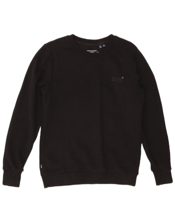 Superdry Dame Sweatshirt Jumper UK 14 Stor sort bomuld