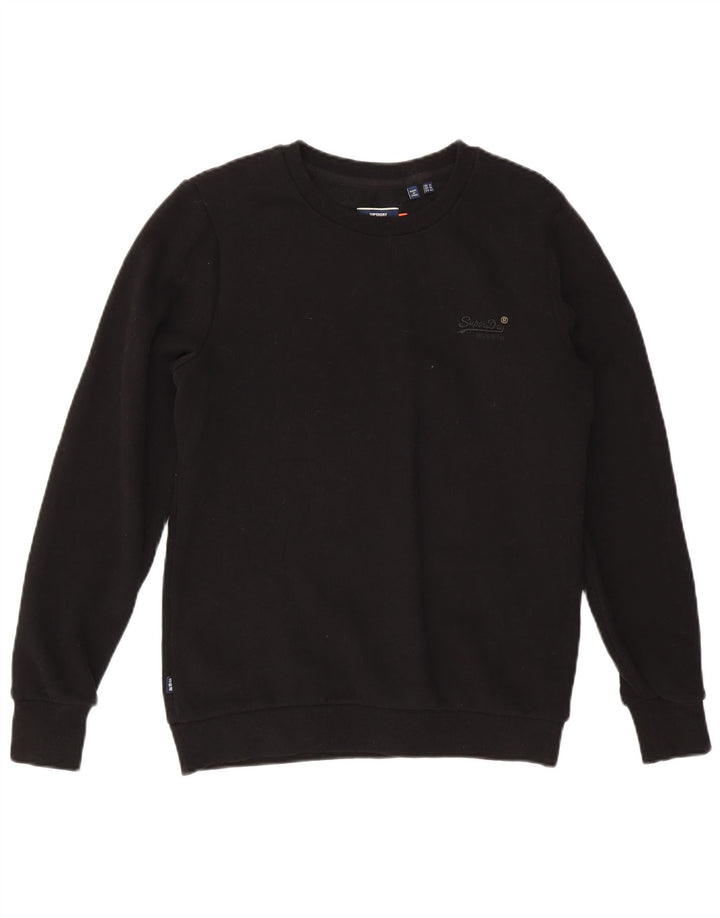 Superdry Dame Sweatshirt Jumper UK 14 Stor sort bomuld