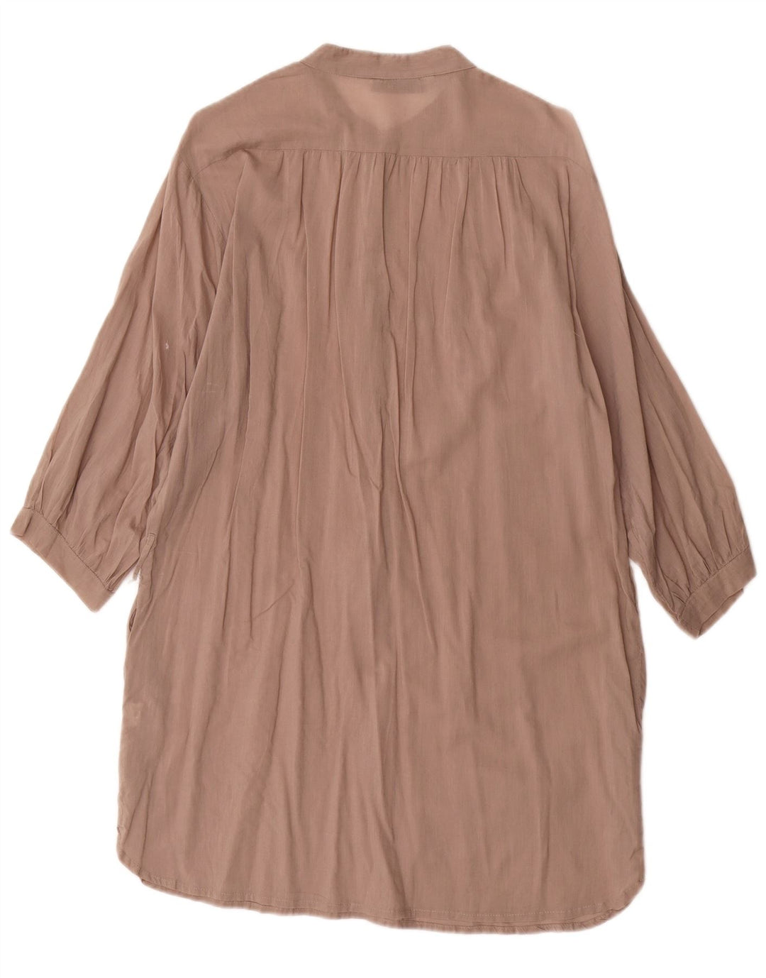 Zara Dame 3/4 ærmer Shift Dress UK 14 Medium Brun Bomuld