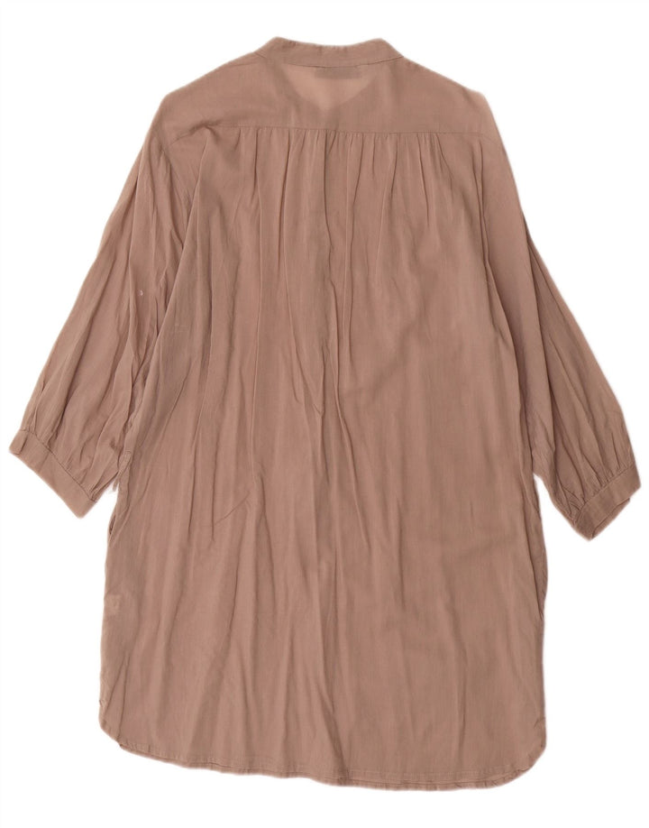 Zara Dame 3/4 ærmer Shift Dress UK 14 Medium Brun Bomuld