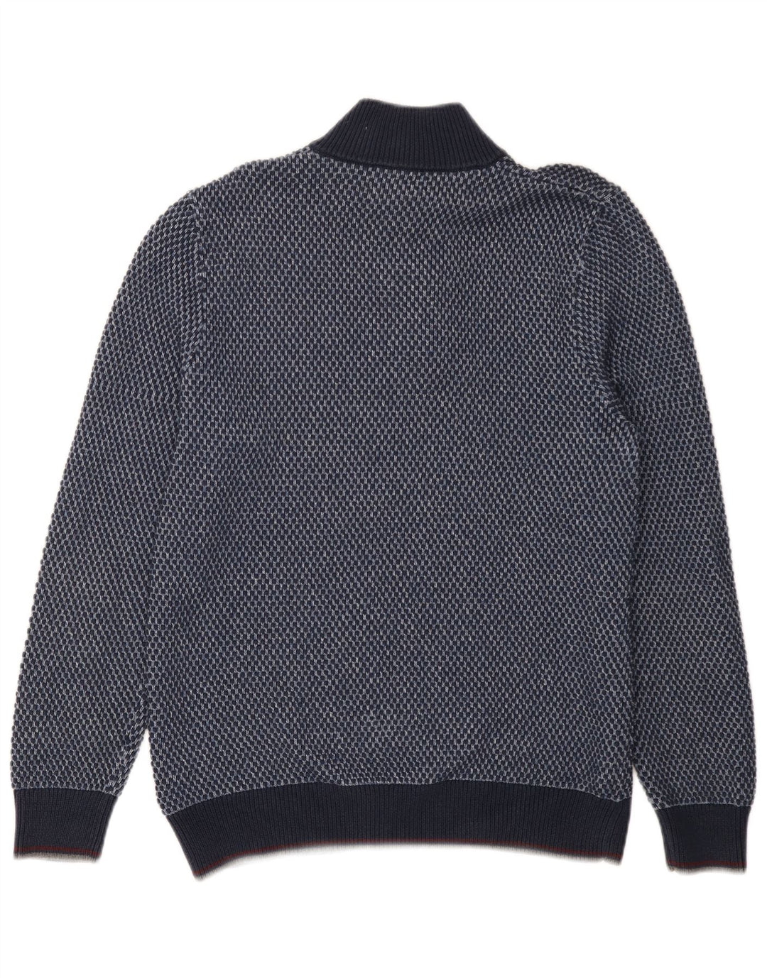 Blue Harbor Herre Button Neck Jumper Sweater Stor Blå Plettet Bomuld