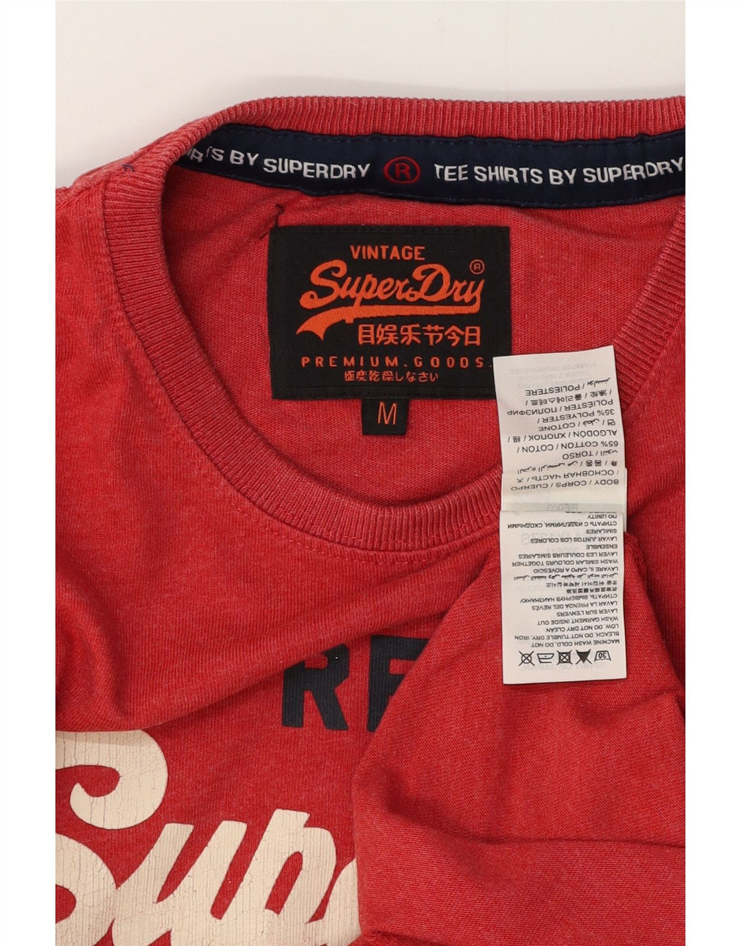 SUPERDRY Herre grafisk T-shirt Top Medium Rød Bomuld