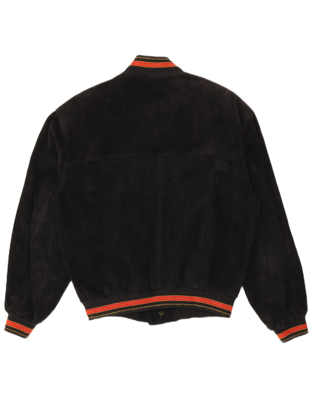 Vintage herre ruskind bomberjakke IT 48 Mellem sort stribet læder