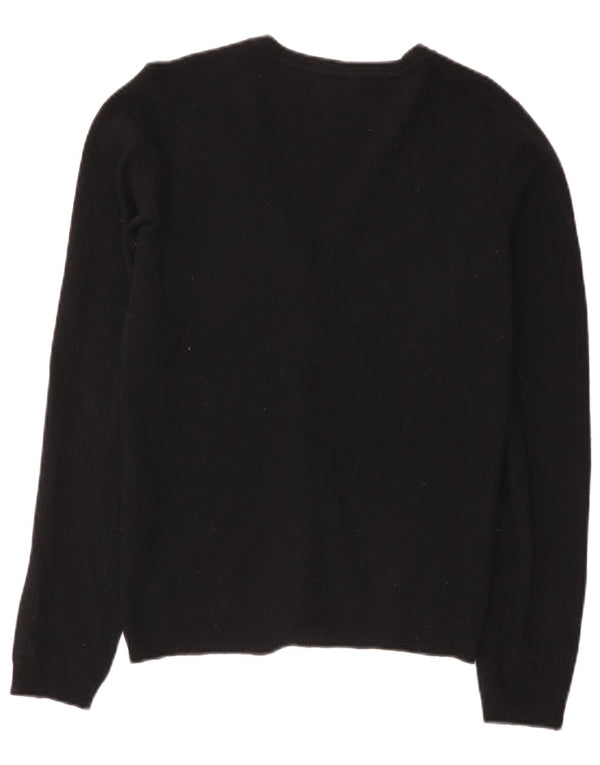 Benetton Dame Cardigan Sweater UK 10 Small Black Wool