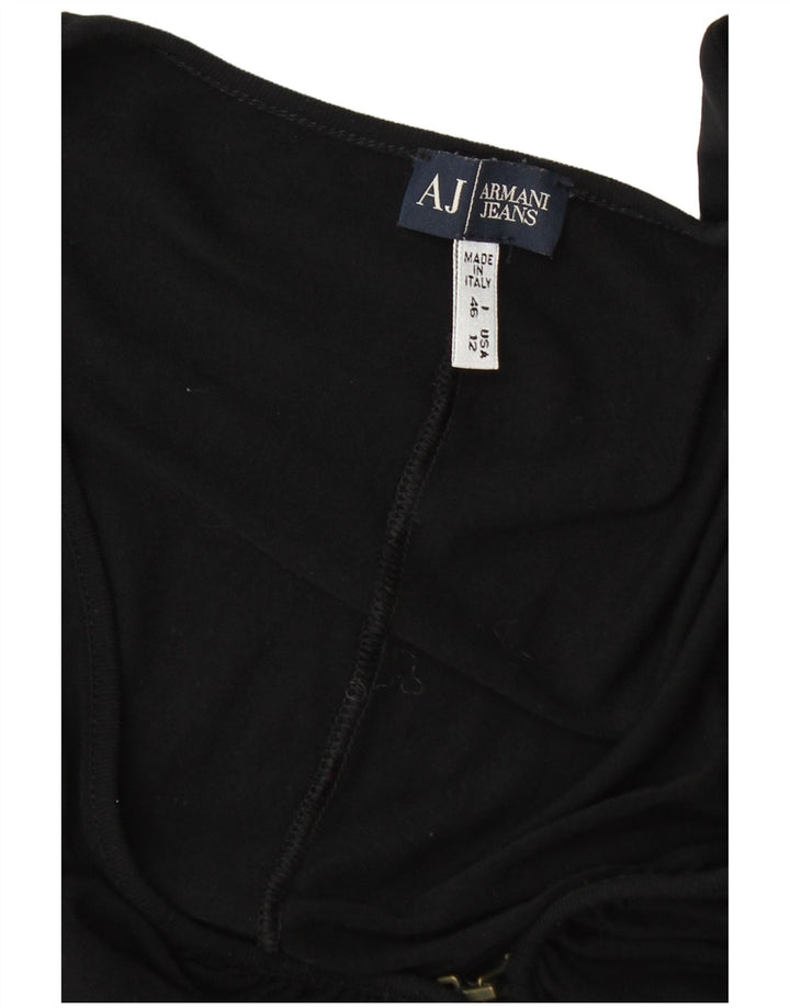 Armani Womens Crop kortærmet skjortebluse IT 46 Large Black