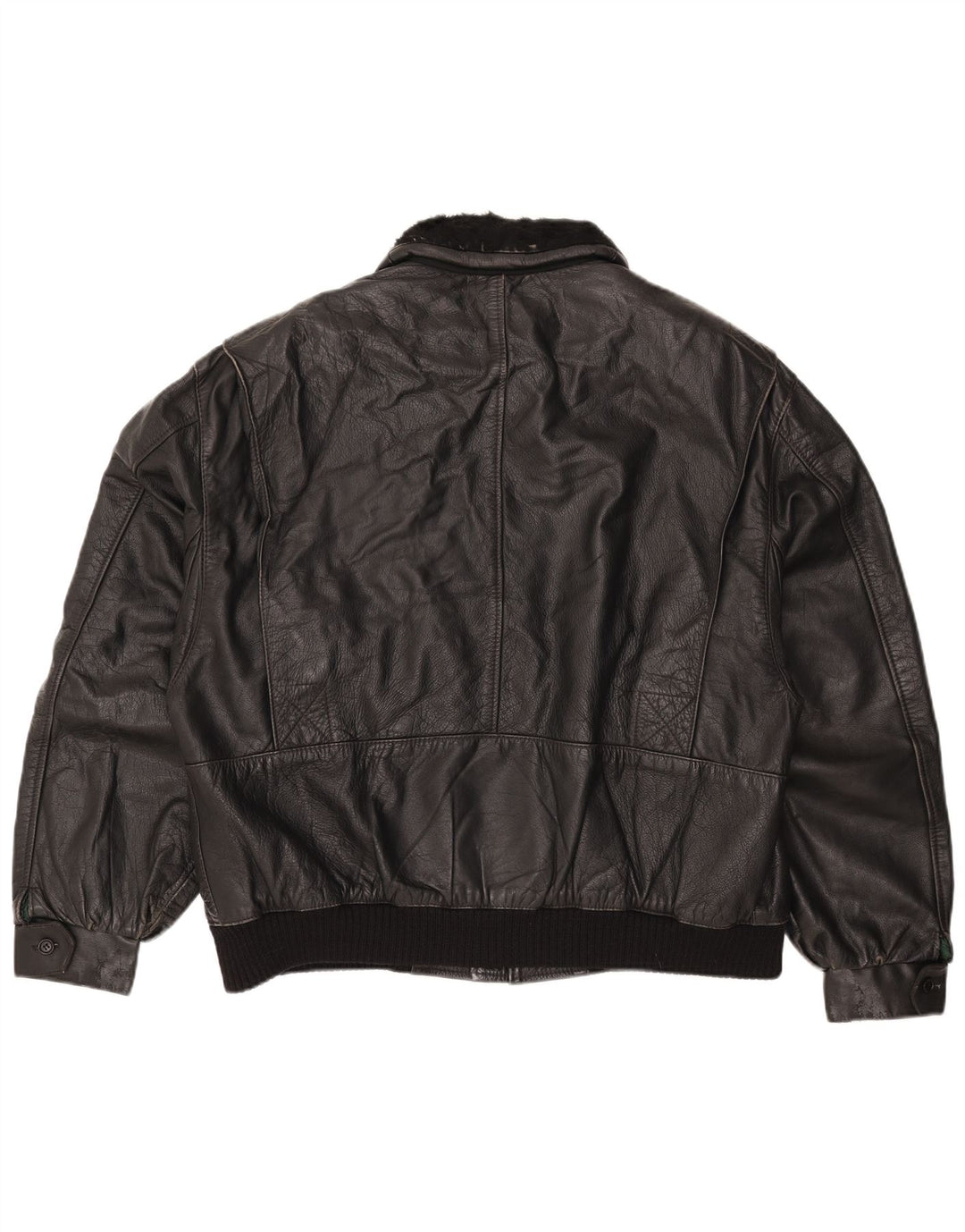 Vintage Herre Læderjakke IT 56 3XL Sort Læder