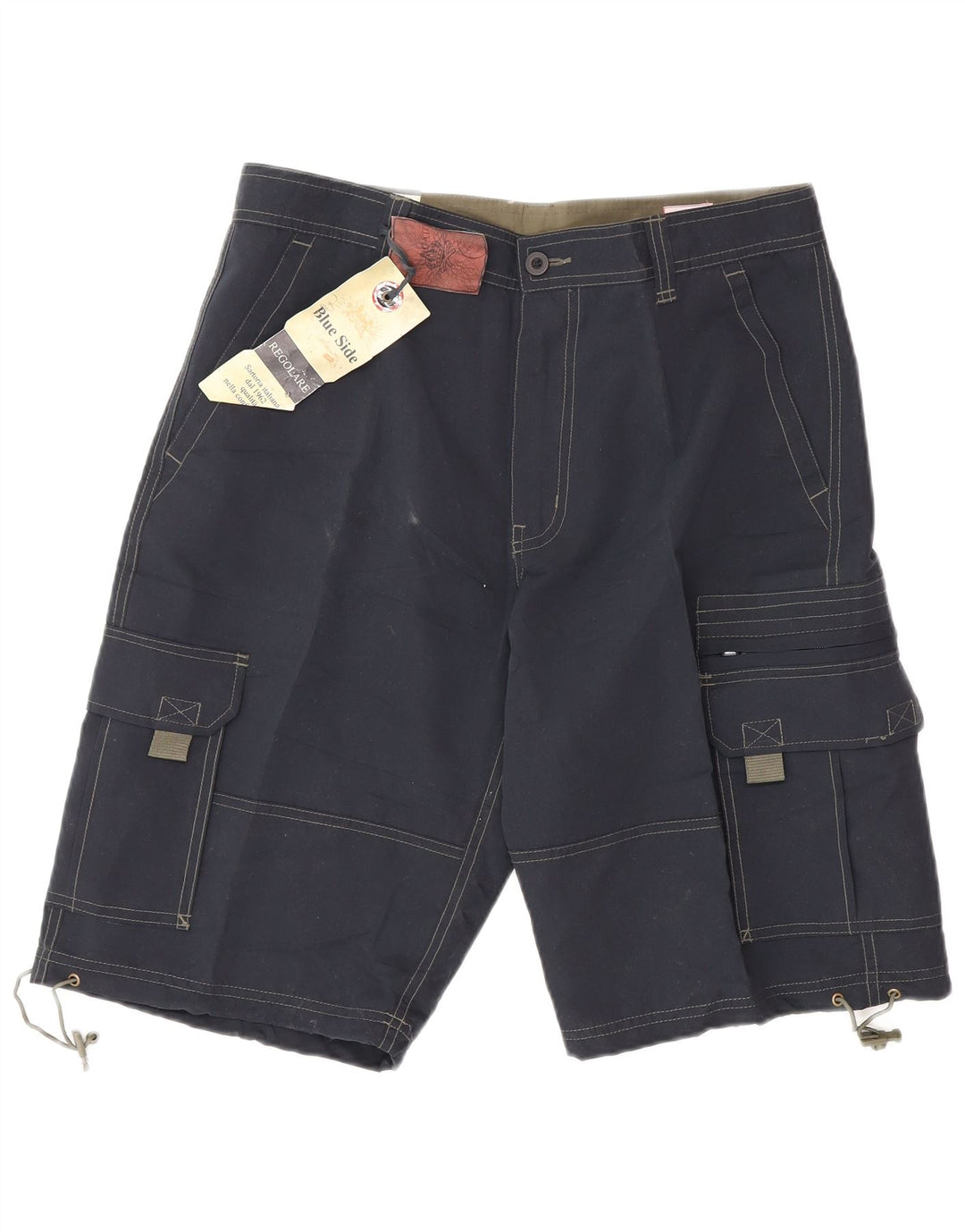 Blue Side Herre Cargo Shorts Large W34 Navy Blue Polyester