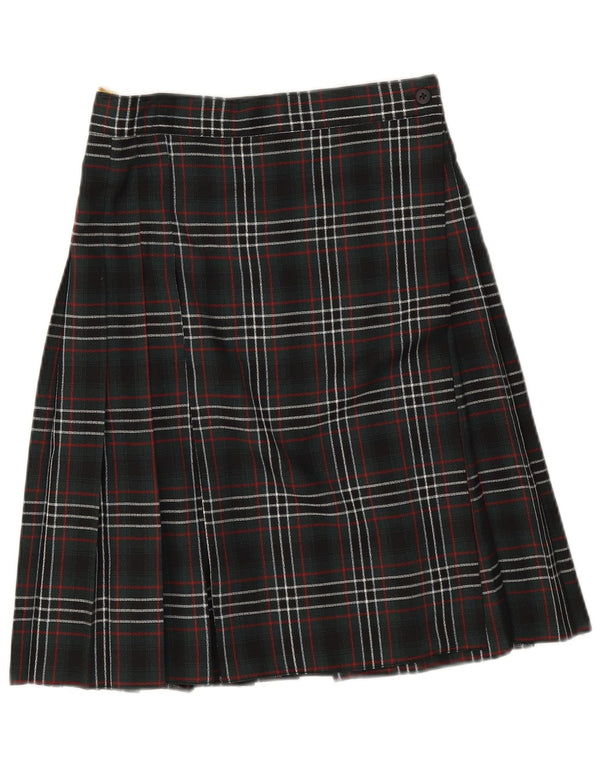 C&A Womens Wrap Skirt UK 10 Small W26 Green Plaid Polyester