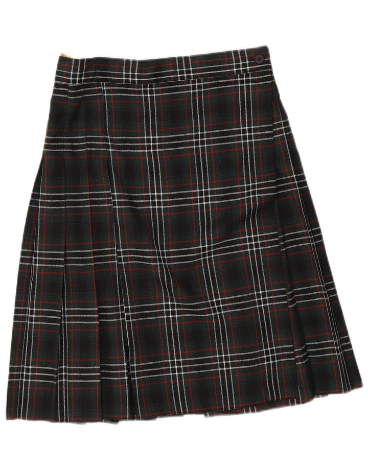 C&A Womens Wrap Skirt UK 10 Small W26 Green Plaid Polyester