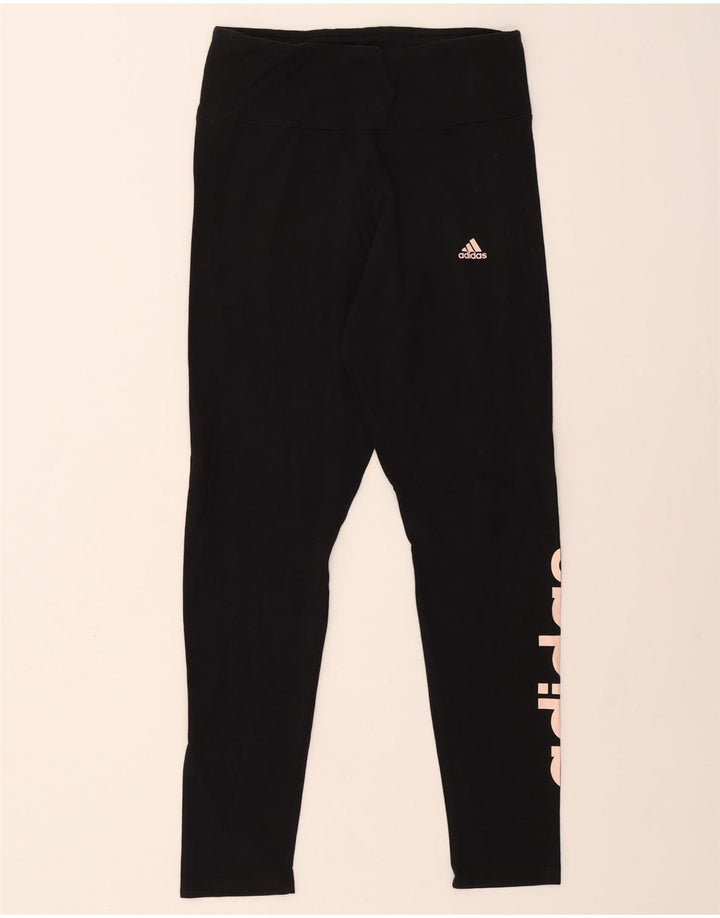 Adidas Dame Grafiske Leggings UK 12/14 Medium Sort Bomuld