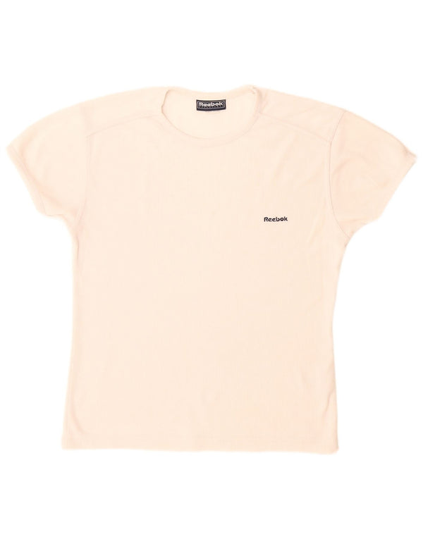 Reebok Dame T-Shirt Top UK 12 Medium White Polyester