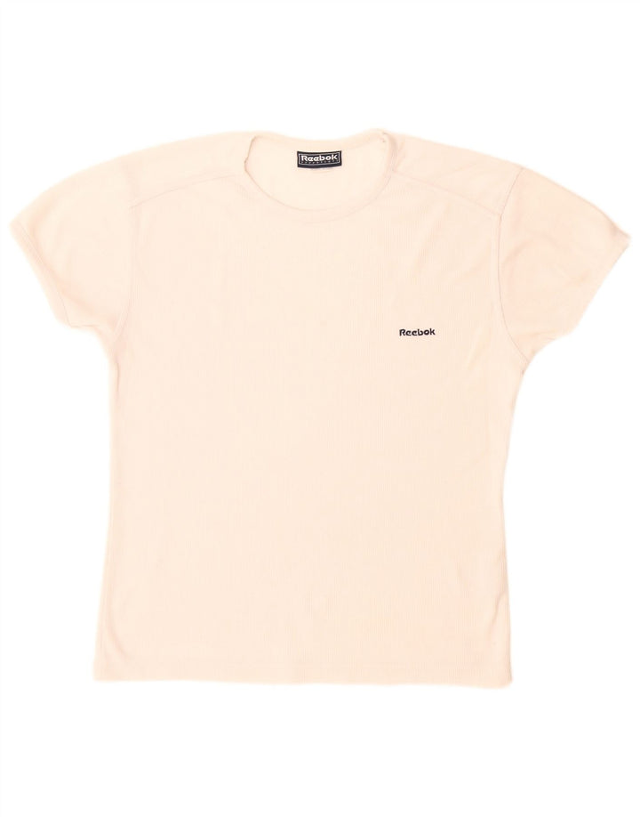 Reebok Dame T-Shirt Top UK 12 Medium White Polyester