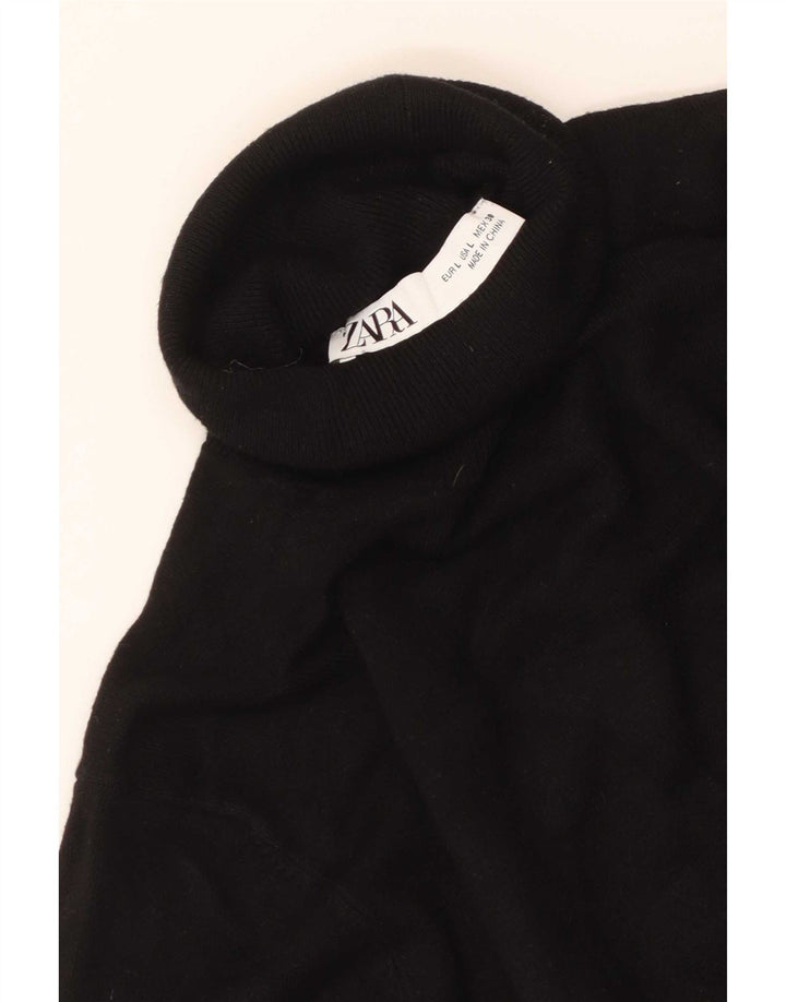 Zara Dame Roll Neck Jumper Sweater UK 14 Large Black