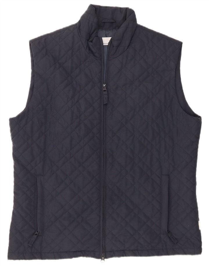 Sergio Tacchini Dame Quilted Gilet UK 16 Large Navy Blue Polyester