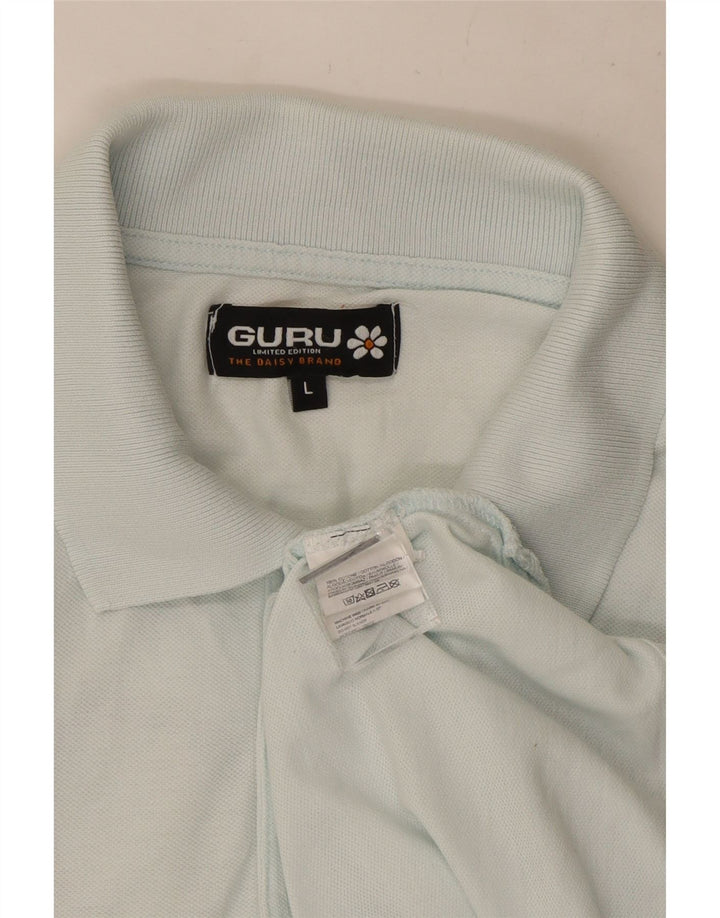 Guru Herre Grafisk Polo Shirt Stor Blå Blomster Bomuld