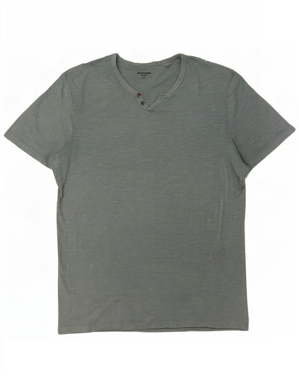 Jack & Jones Herre T-Shirt Top 2XL Blå Flecked Bomuld