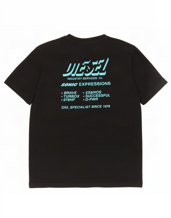 Diesel Herre Grafisk T-Shirt Top Medium Sort Bomuld