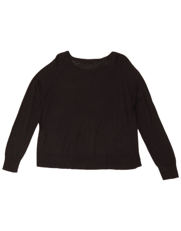 Zara Dame Boat Neck Jumper Sweater UK 14 Medium Black Viscose