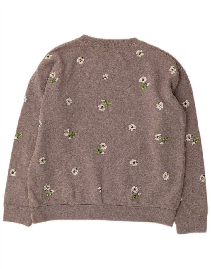 JACK WILLS Dame Oversized Sweatshirt Jumper UK 8 Small Grey Floral
