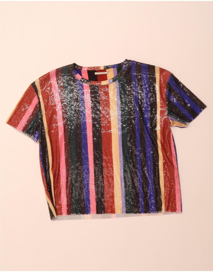 ZARA Trafaluc Bluse Top UK 16 Stor Flerfarvet Stribet
