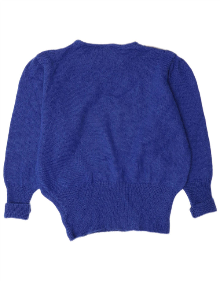 Dolomiten Dame Boat Neck Jumper Sweater IT 42 Medium Blue Check Mohair