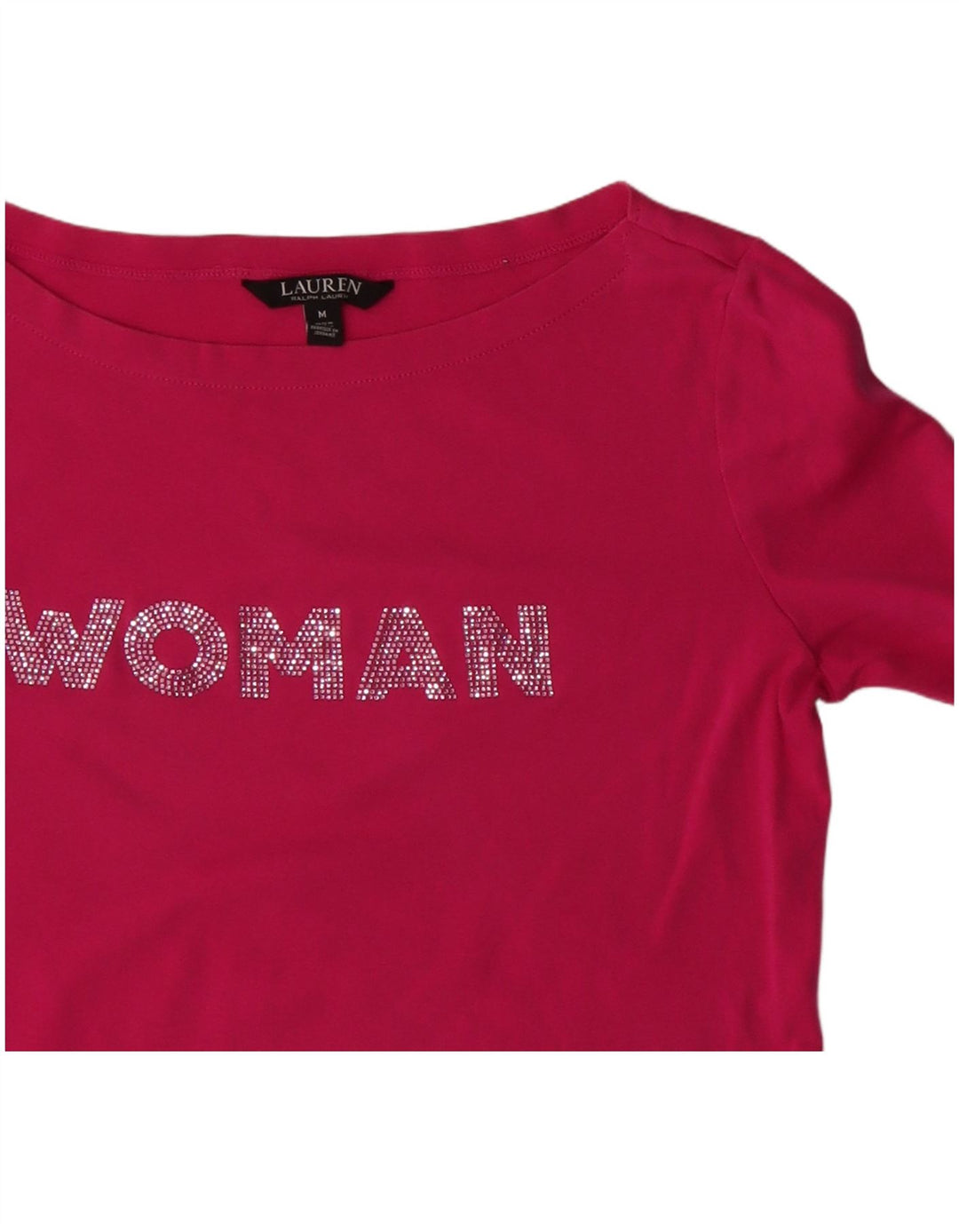 Ralph Lauren Dame Grafisk T-Shirt Top UK 14 Medium Pink Bomuld