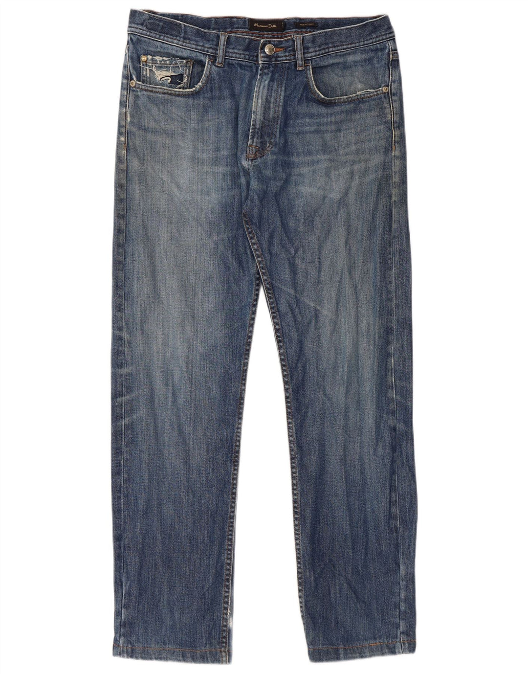 Massimo Dutti Herre Distressed Straight Jeans EU 42 Large W32 L29 Blå