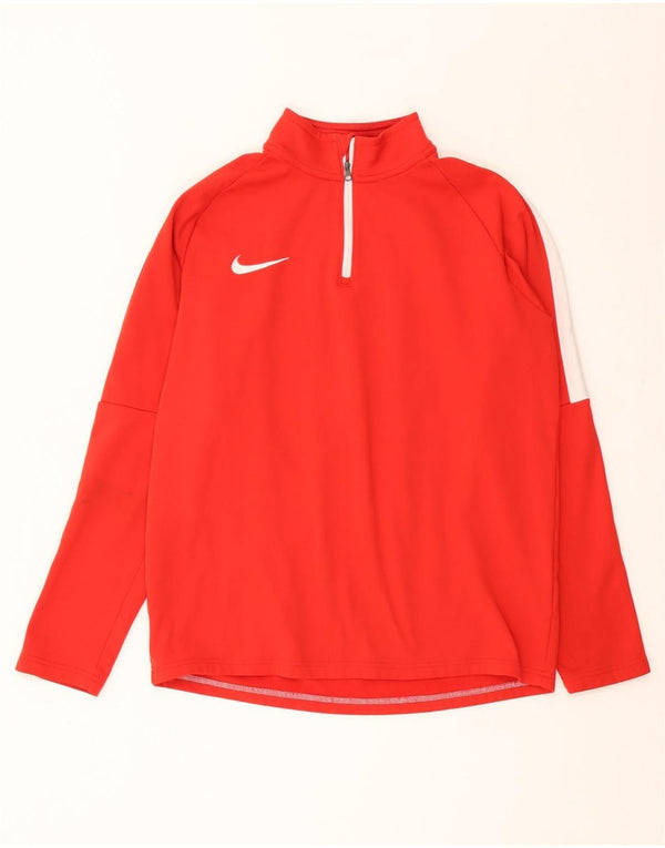 Nike Herre Dri Fit Top med lynlåshals Langærmet Medium Rød Colourblock Polyester