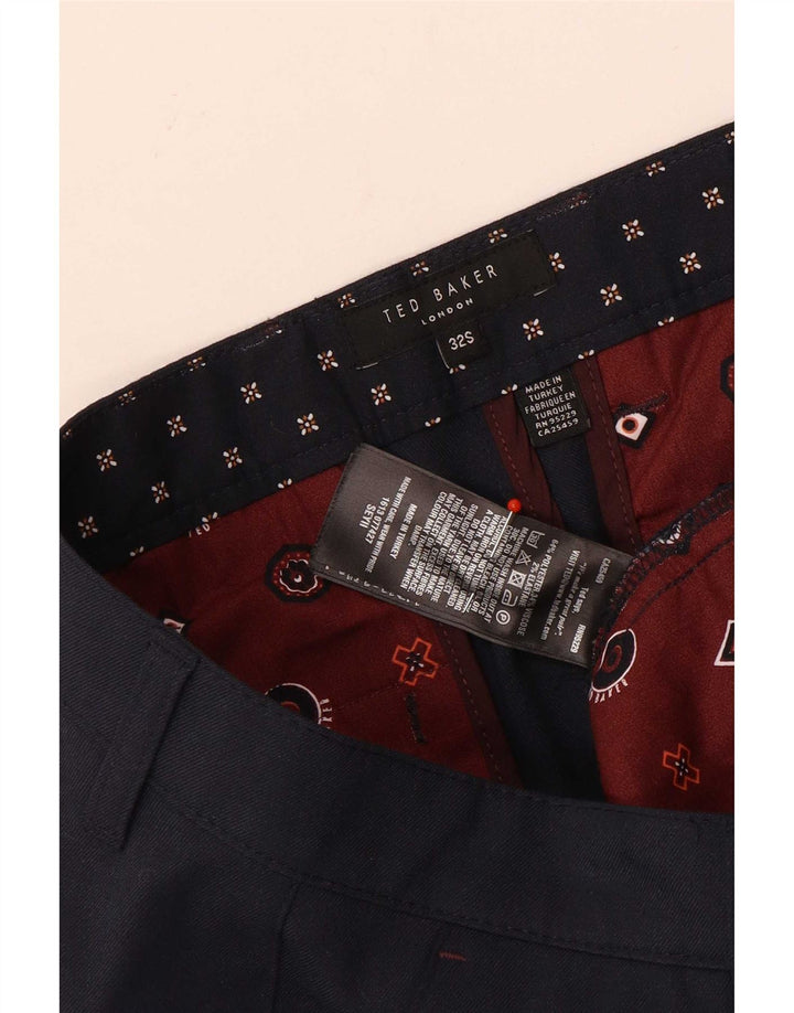 Ted Baker Herre lige jakkesæt bukser W32 L30 Marineblå polyester