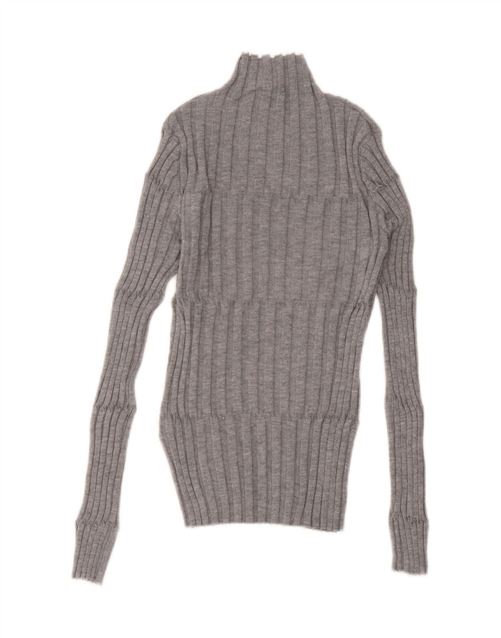 Zara Dame Turtle Neck Jumper Sweater UK 12 Medium Grey Polyester